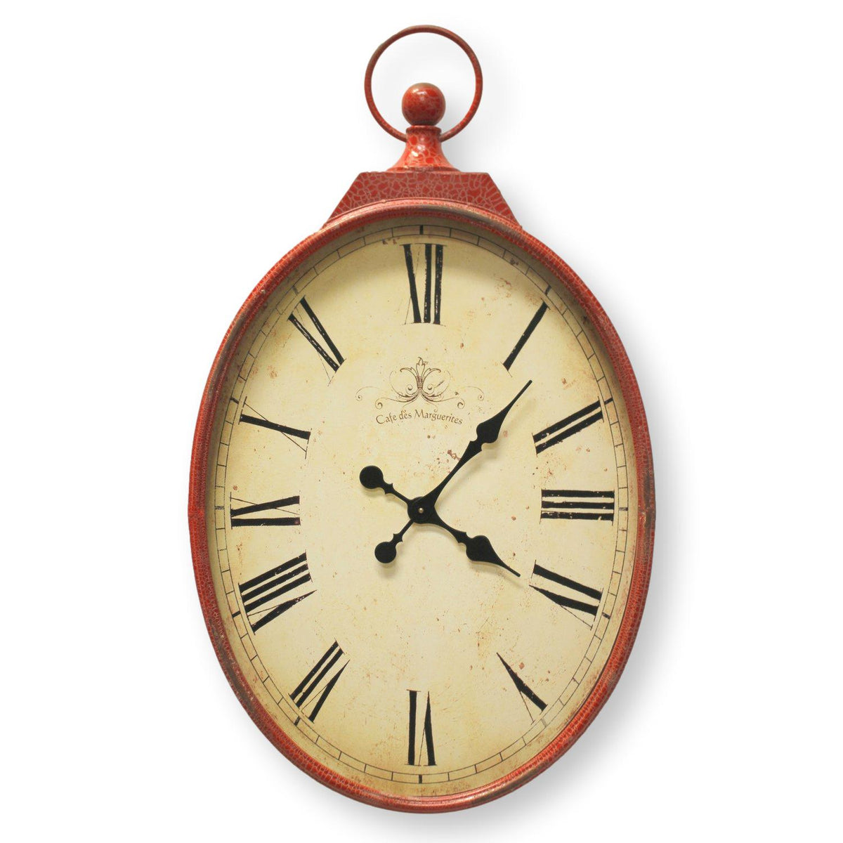 'Cafe des Marguerites' Red Oval Wall Clock