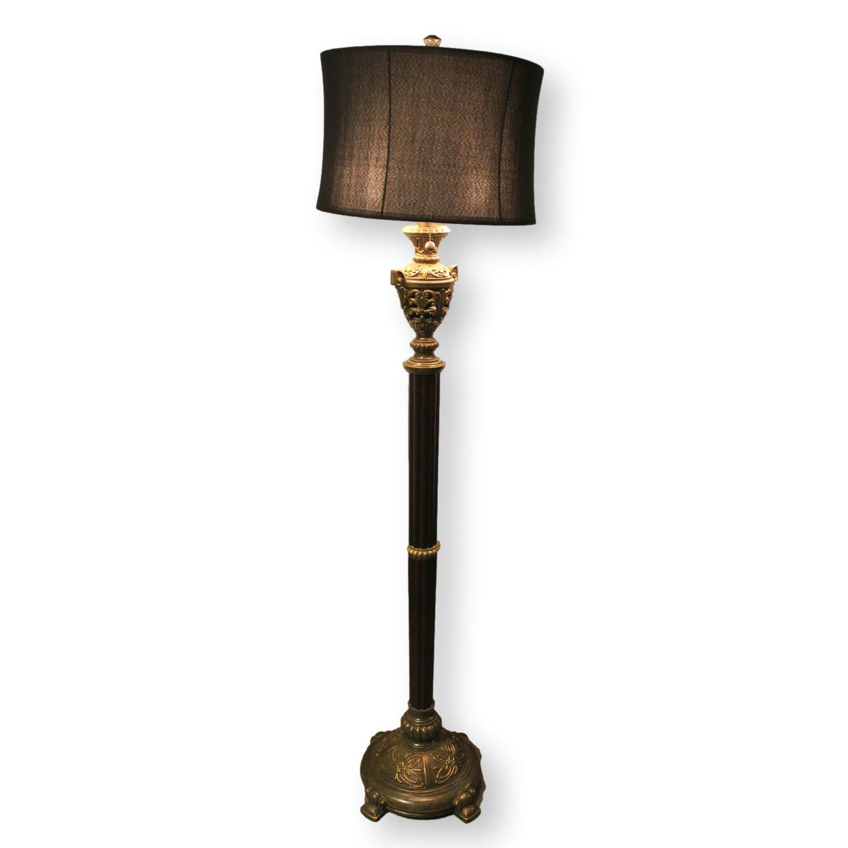 Ornate Bronze & Black Floor Lamp