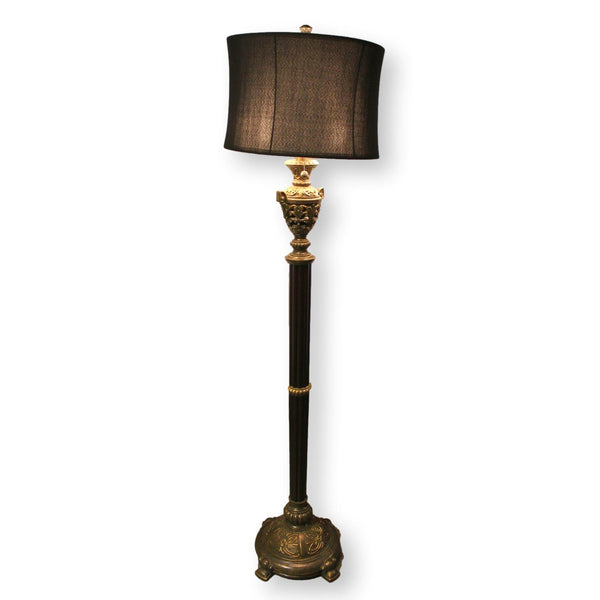Ornate Bronze & Black Floor Lamp