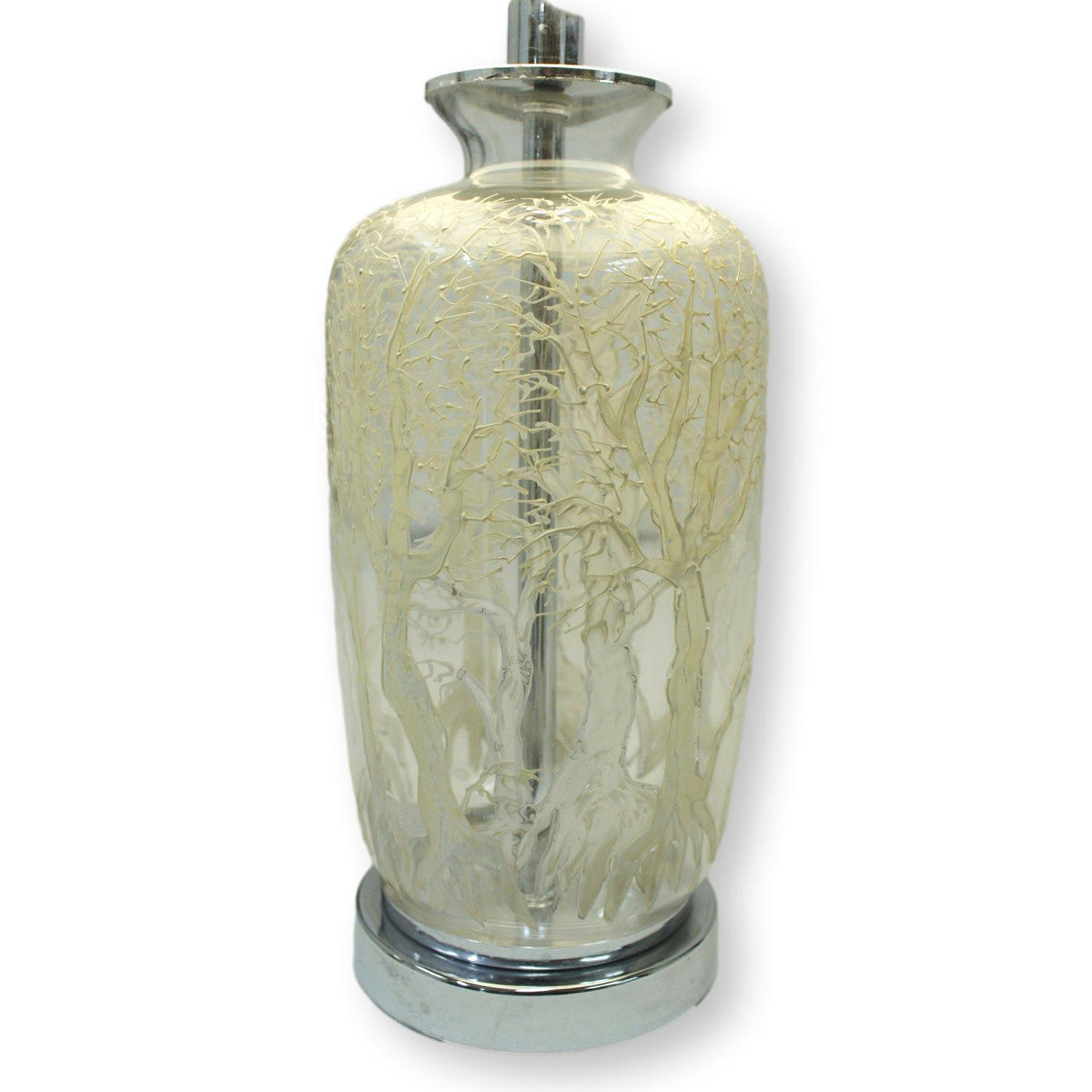 Glass Table Lamp w/Tree Details