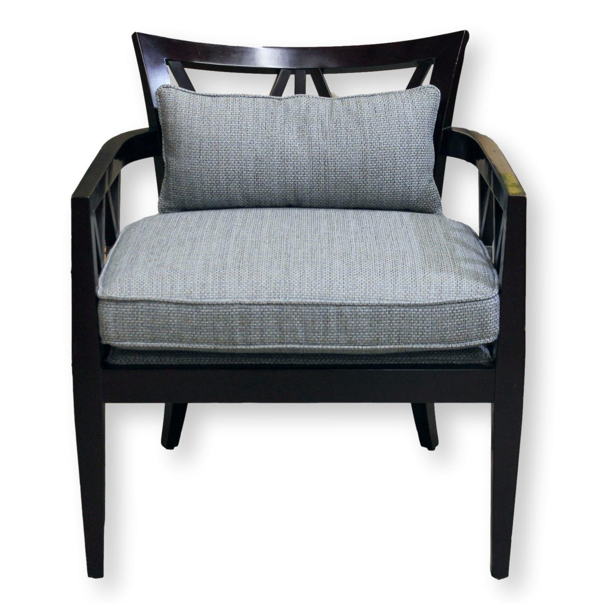 Wood Frame Chair w/Lt. Blue Tweed Uph