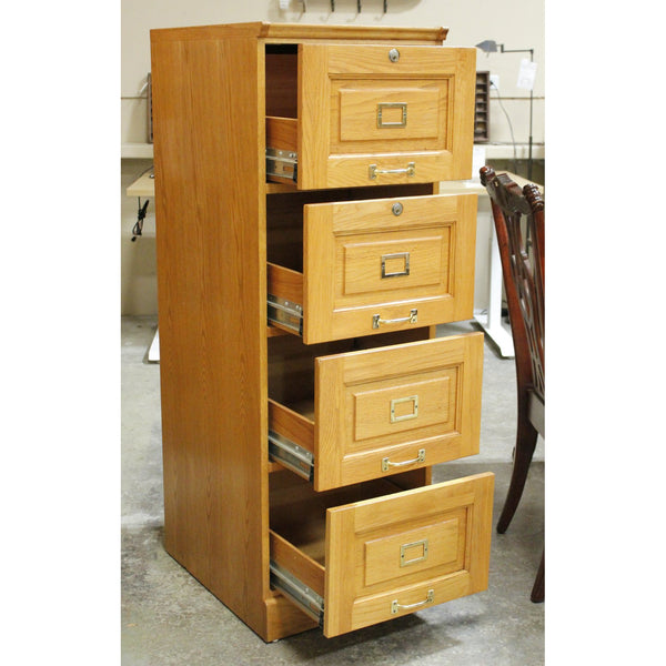 Golden Oak 4 Drawer File Cabinet