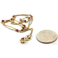 14K Gold Natural Ruby Stations | Diamond Accent Pendant