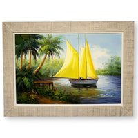 Original Painting Sailboat on Tropical Island