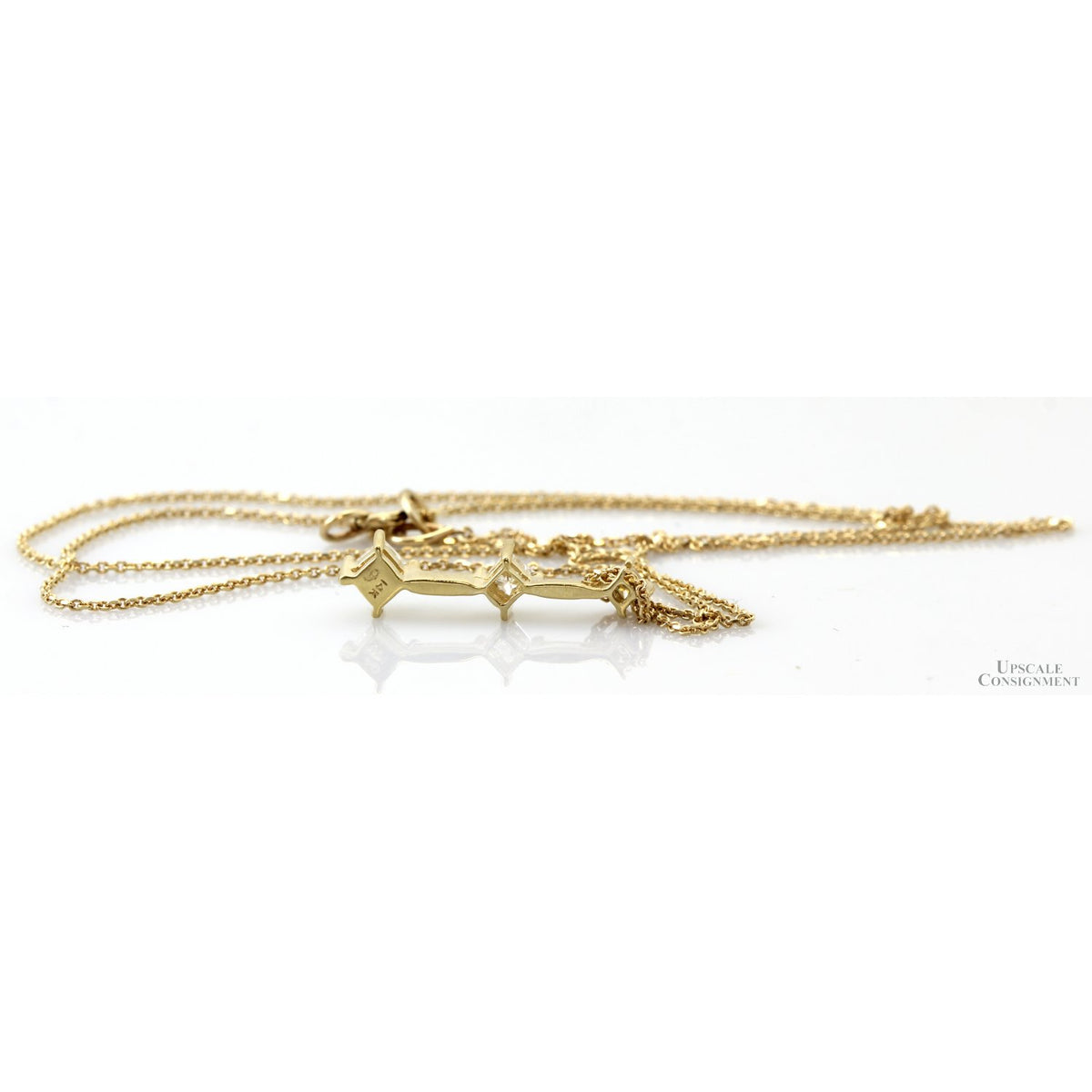 Natural Graduated Princess-Cut Diamond Pendant Necklace in 14K and 10K Yellow Gold