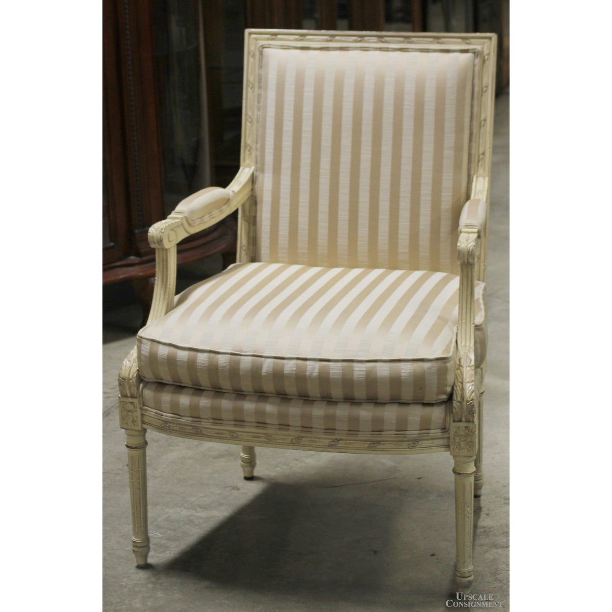 Sherrill Cream Striped Accent Chair