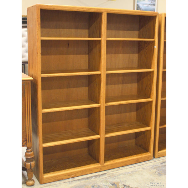 60'' Oak Double Bookshelf