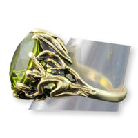 14K Gold 3.53ct Lab-Created Chartreuse Green Spinel Ring