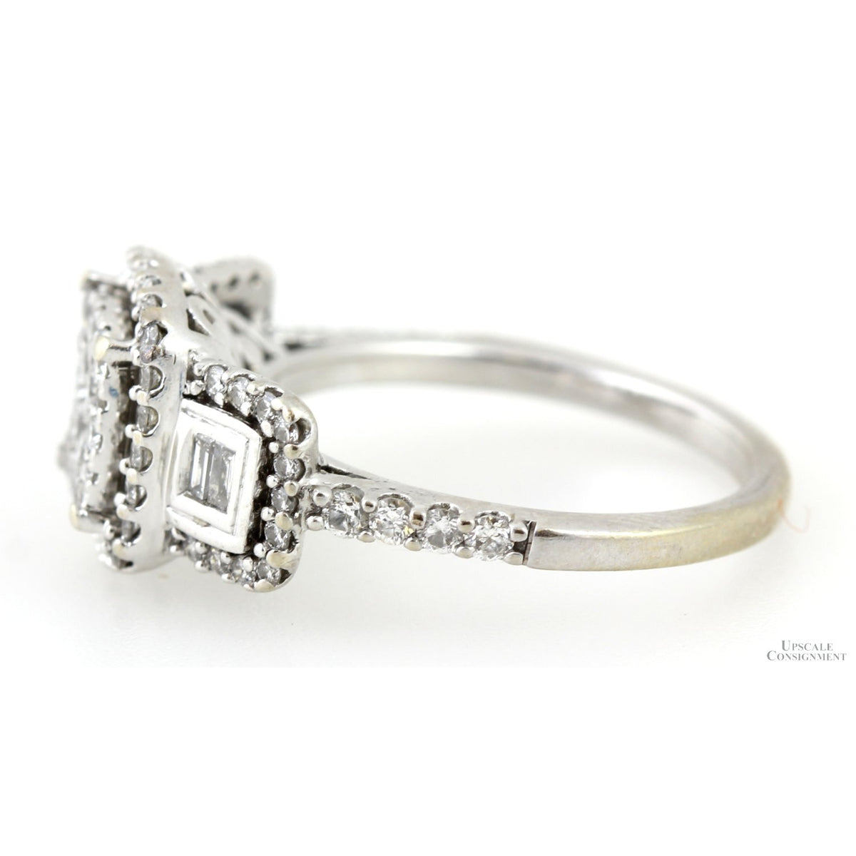 1.00ctw Diamond Three-Stone Cluster 10K White Gold Ring