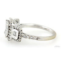 1.00ctw Diamond Three-Stone Cluster 10K White Gold Ring