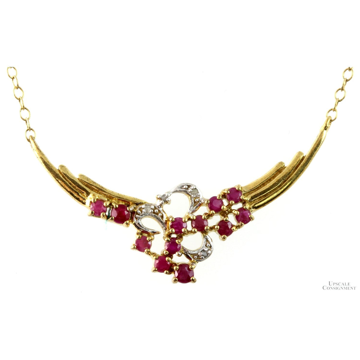 1.00ctw Ruby & Diamond 18K Gold Vermeil Necklace
