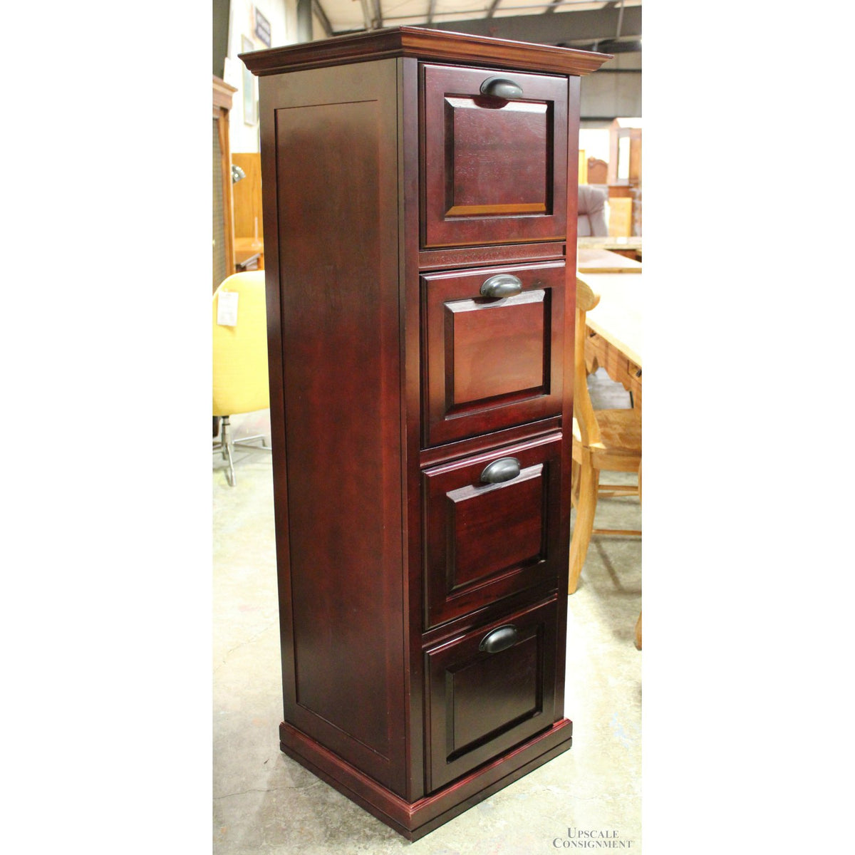 Dark Cherry Finish 4 Drawer File Cabinet