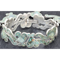 Early 1940s Sterling Silver Inlaid Turquoise Mosaic Set by Beto