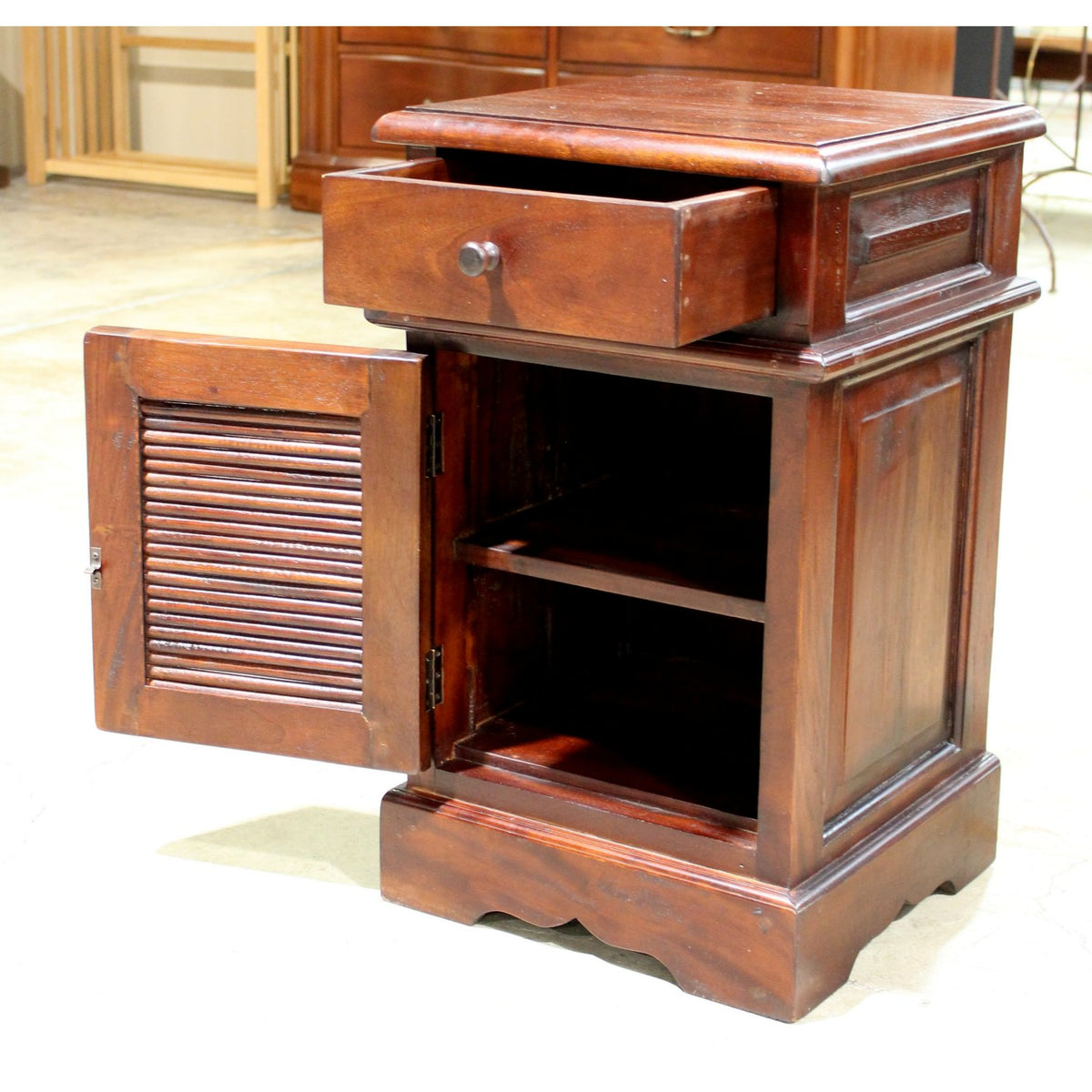 Tropical Wood Nightstand w/Reeded Door