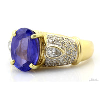 18K Gold 3.50 Carat Tanzanite & .90ctw Diamond Ring