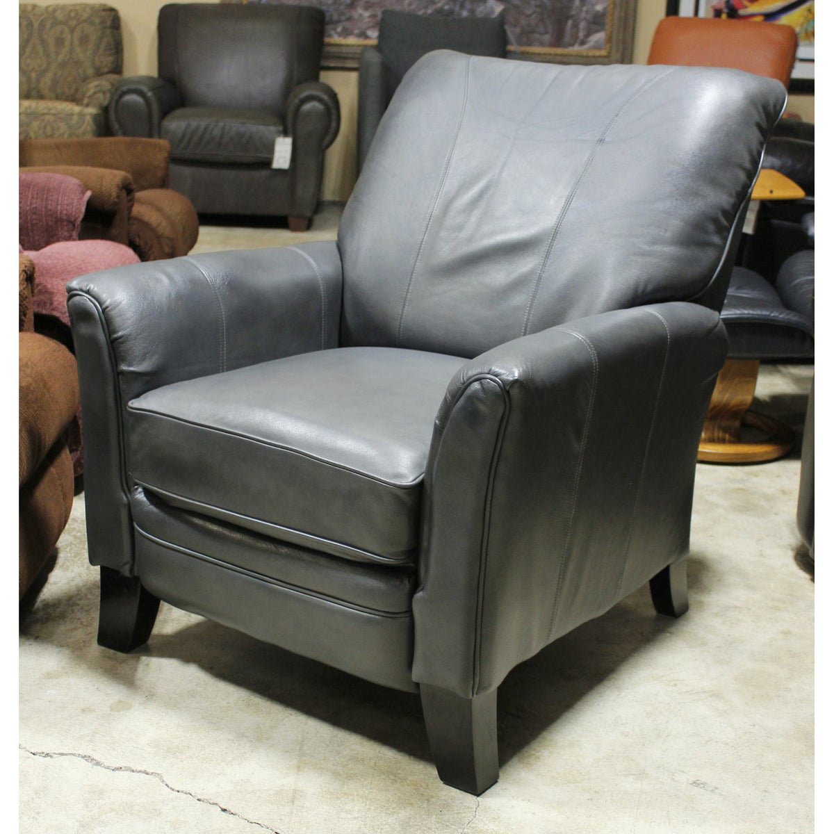 La-Z-Boy Gray Leather 'Riley' Hi-Leg Recliner