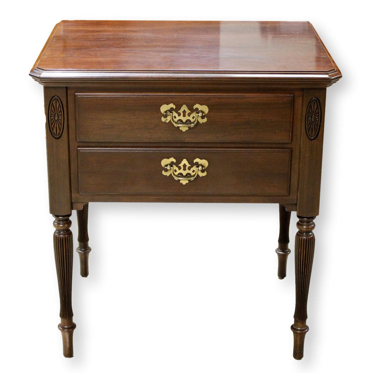Ethan Allen 2 Drawer Mahogany Nightstand