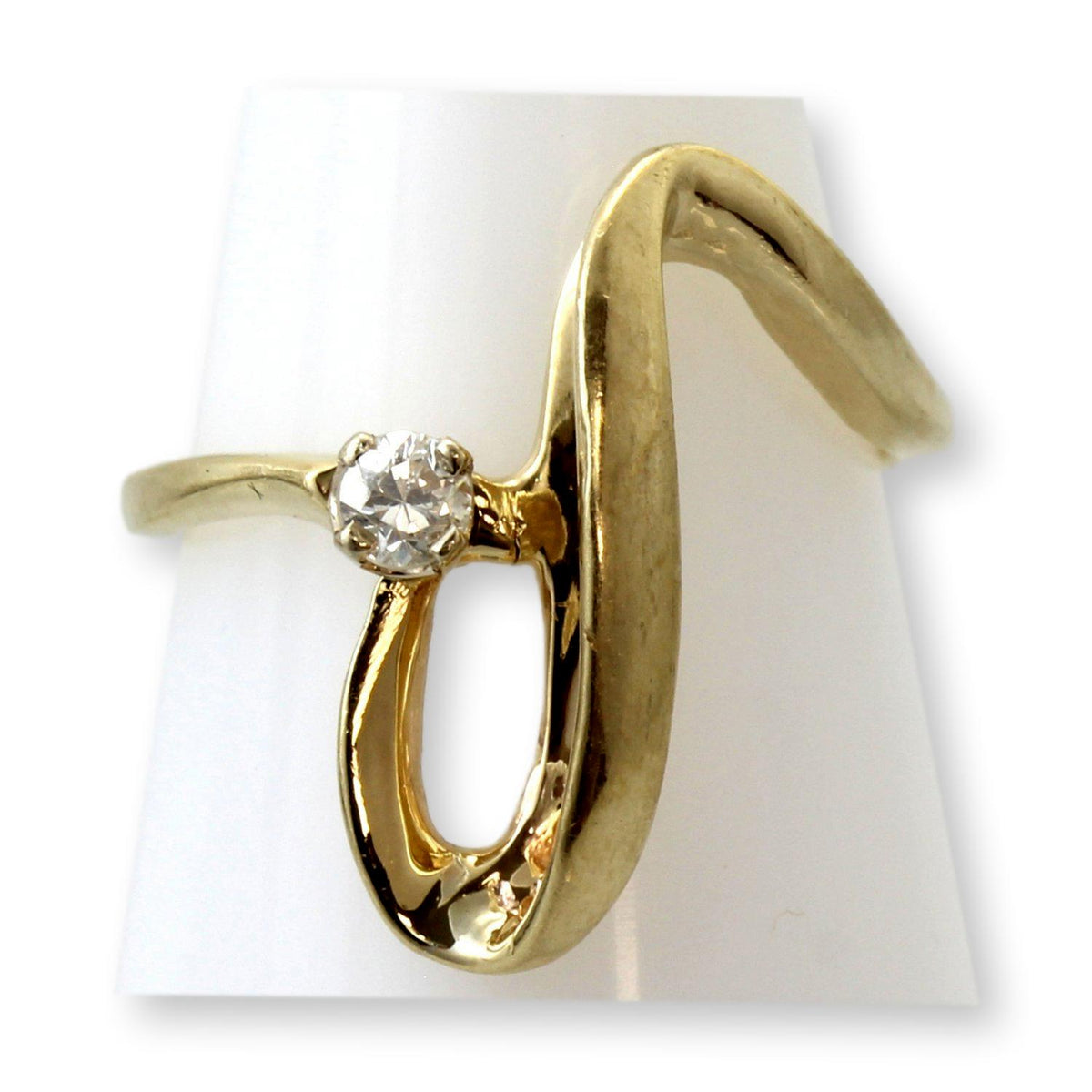 Vintage Japanese Modernist 10KP Gold Transitional Cut Diamond Ring | Estate Diamond Ring