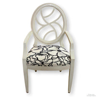 Black & White Floral Oval Back Armchair