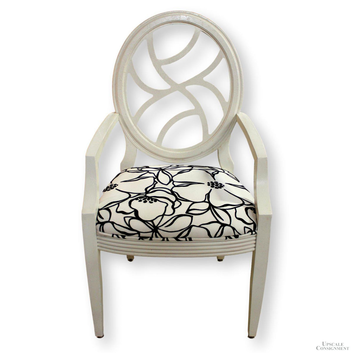 Black & White Floral Oval Back Armchair