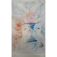 Framed Limited Edition Etching 'Kissing Grapes' by Salvador Dali