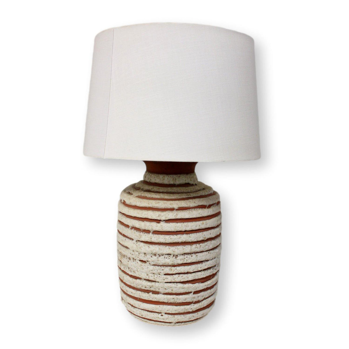 Terra Cotta Table Lamp w/White Rings