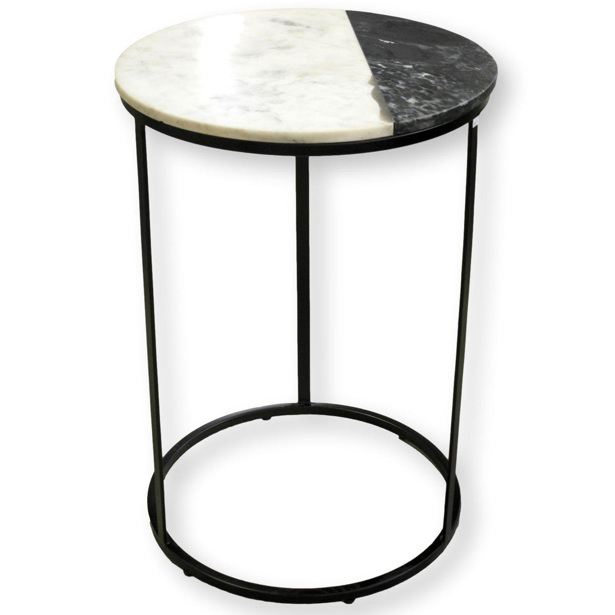 Black & white Round Stone Accent Table