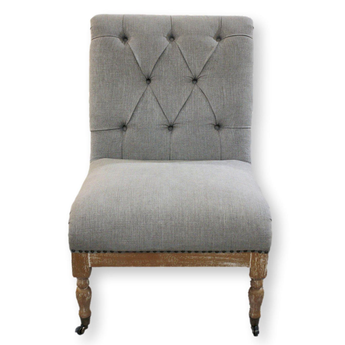 Tufted Gray Slipper Chair