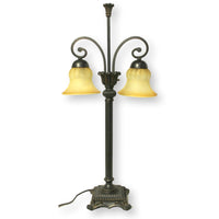 Iron Scroll Dual Amber Shade Table Lamp