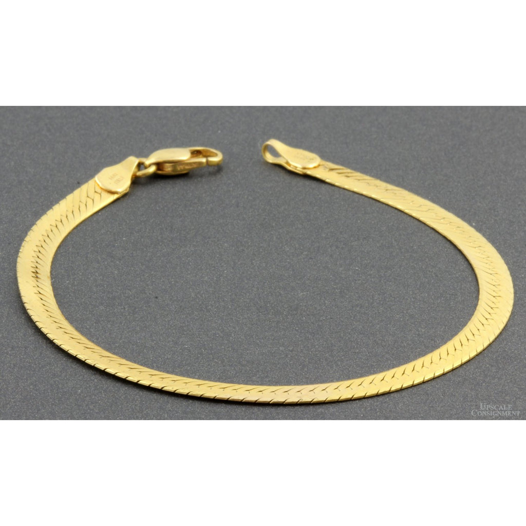 14K Yellow Gold 5mm(w) Flat Herringbone Chain Bracelet – Upscale ...