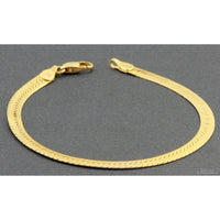 14K Yellow Gold 5mm(w) Flat Herringbone Chain Bracelet