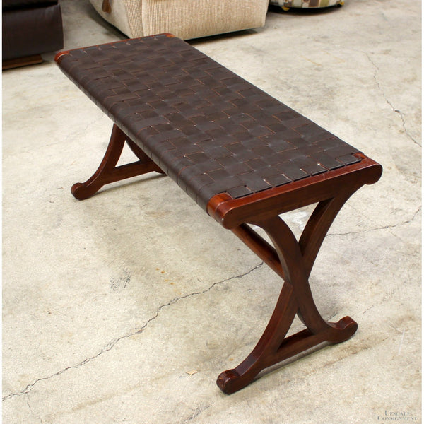 Woven Leather Strap Bench