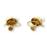 Three-Pearl Mid-Century Screwback Earrings 14K Two-Tone Finish Gold