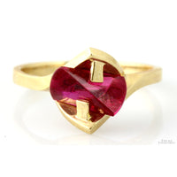 Lighthouse Lens Cut Created Red Spinel 14K Gold Ring