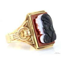 Sardonyx Helen & Paris of Troy Cameos 14K Rose Gold Ring