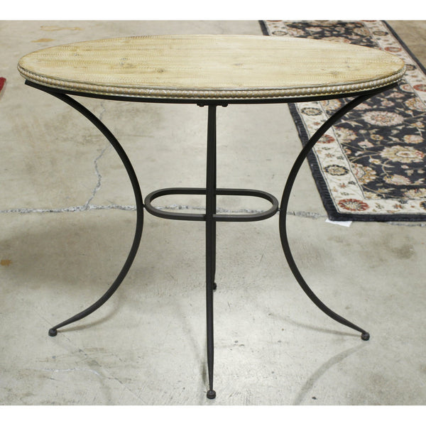 Petite Light Wood Oval Console Table