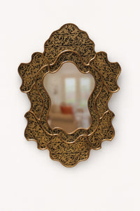 Sculpted Black & Gold Wall Mirror