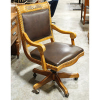 Leather Executive Chair w/Carved Grape Frame