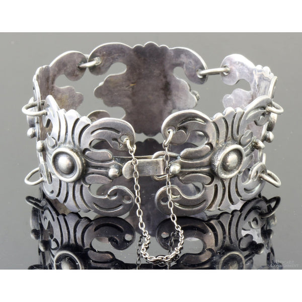 MEXICO SILVER 1920s-1940s Five Panel Link Bracelet