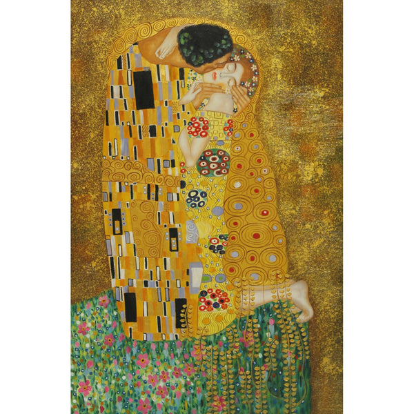 Framed Hand Embellished Oil Reproduction of Gustav Klimt's 'The Kiss'
