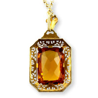 Color-Change Andalusite Art Deco Figree 10K Gold Pendant - ~ 4+ carats