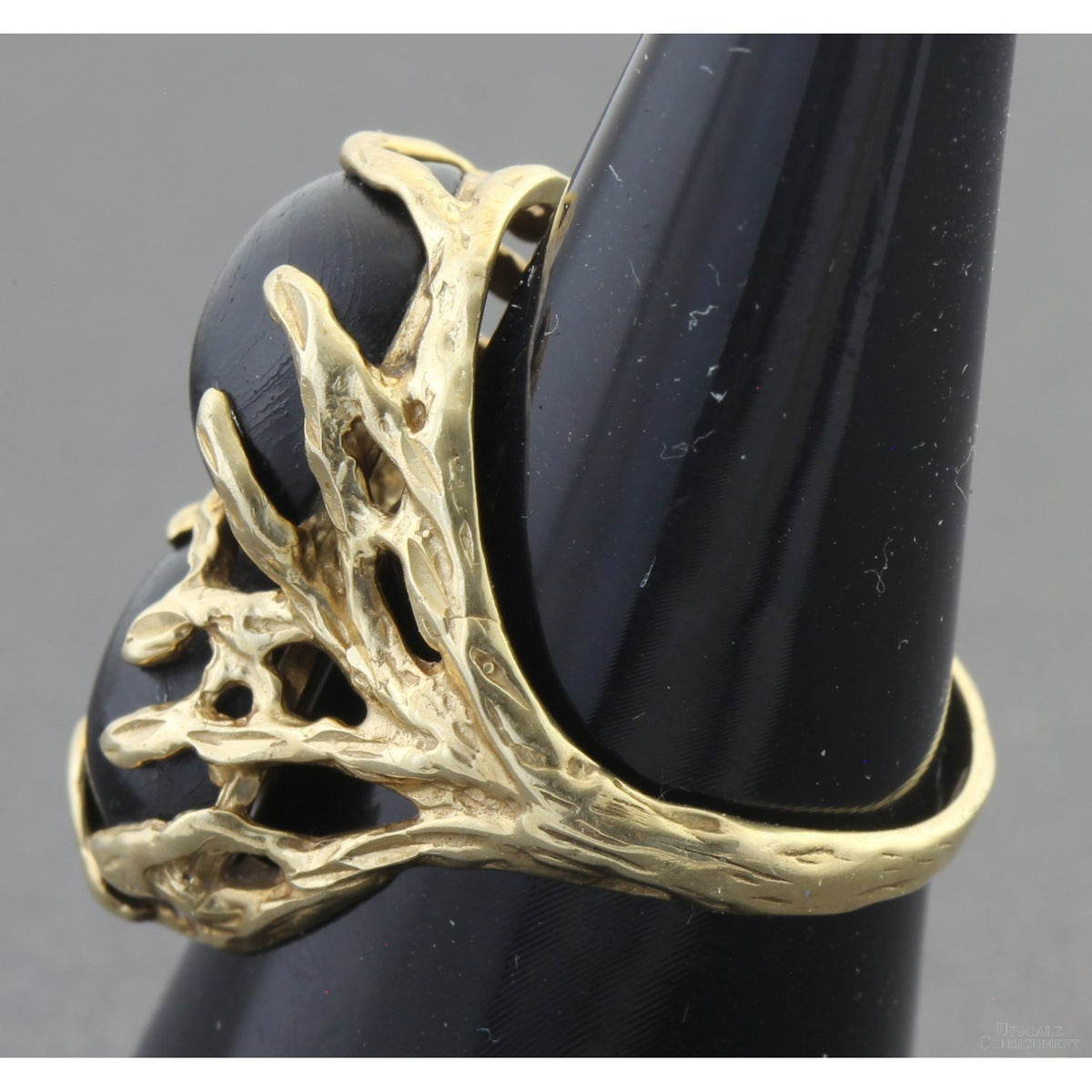 Maui Diver's Black Coral Ring | 14K Gold Hawaiian Coral Branch | Vintage