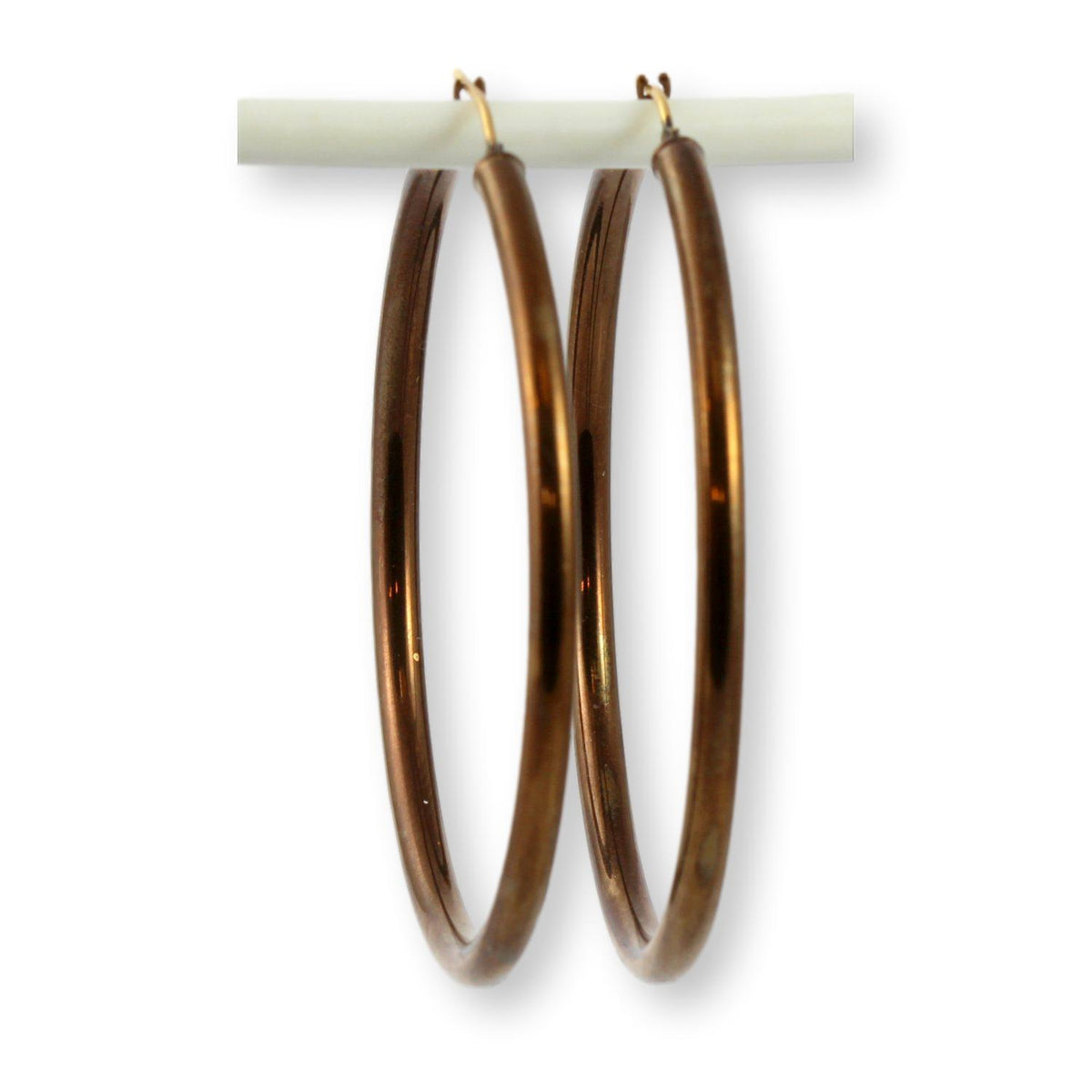 Chocolate Polished 2" Hoop Earrings in 14K Gold