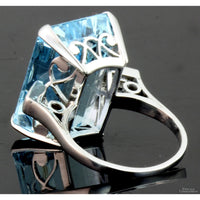 18.27ct Natural Aquamarine & .39ctw Diamond Platinum Ring
