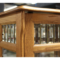 5' Oak Curio w/Leaded Glass