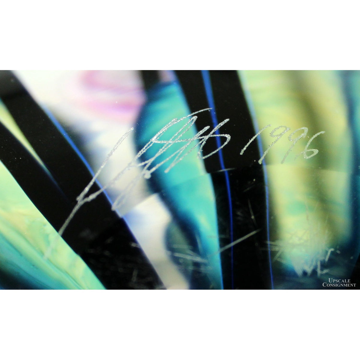 John Lotton Lavender & White Floating Iris Art Glass Bowl