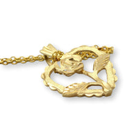14K Gold Rose-Accented Heart Pendant & Gold Vermeil Chain