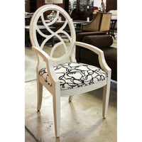 Black & White Floral Oval Back Armchair