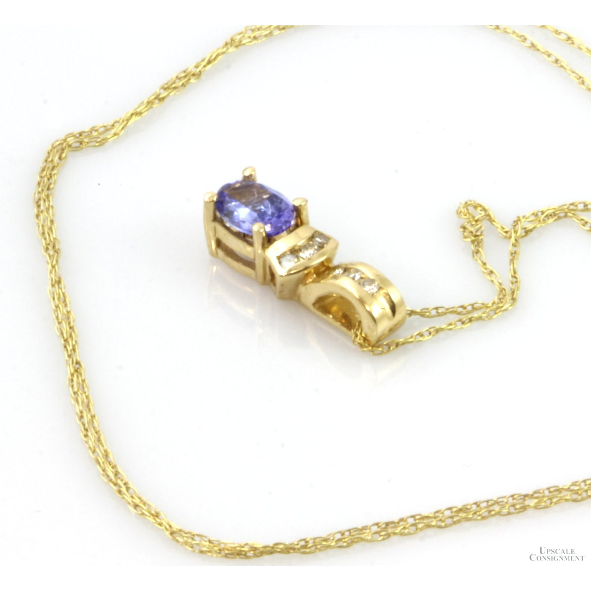 .44ct Tanzanite .05ctw Diamond 14K Gold Pendant 18" Necklace