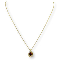 Pear Brillant Garnet Diamond 10K Pendant & 14K Chain